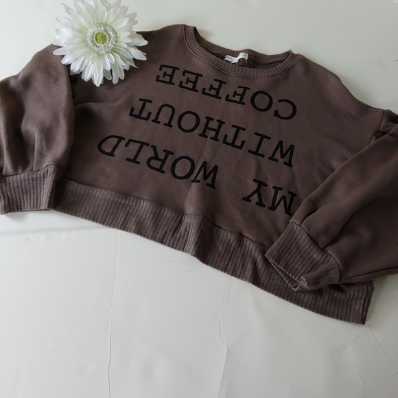 coco + jamison Tops - NWT "My World Without Coffee" cropped sweatshirt